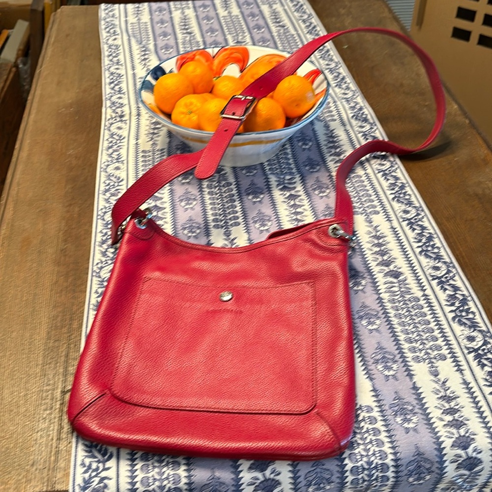 NWOT Longchamp Le Foulonne red leather crossbody bag